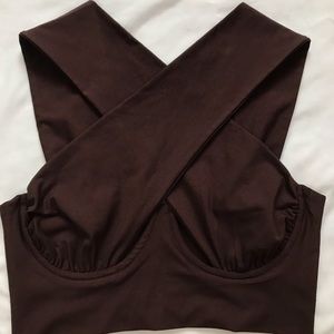 Soft brown Criss cross top